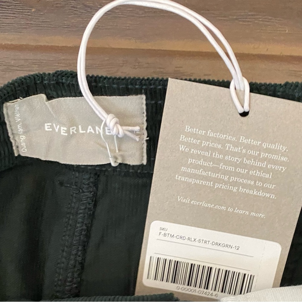 New Everlane woman’s corduroy straight relaxed dark green pant size 6 available - Picture 10 of 15